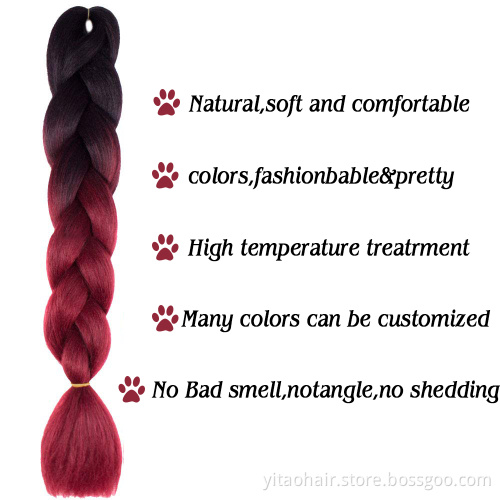 wholesale colorful red Braiding Hair Synthetic crochet Braids hair Extensions High Fiber Twist Braiding Hair for woman 24Inch